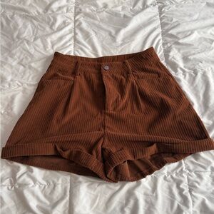 HYFVE High Waist Ribbed Tan Shorts
